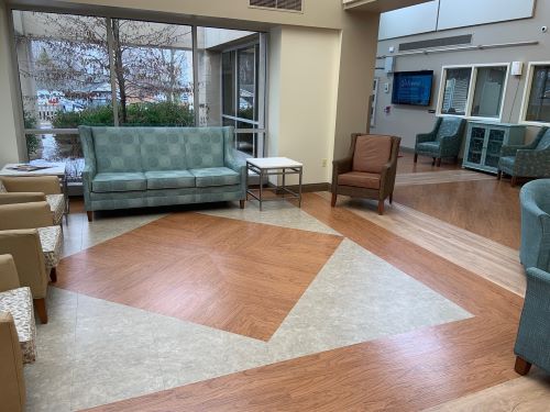 Commercial flooring in a waiting room.